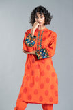 Jaal Sleeve in Orange coloured Cambric fabric 2