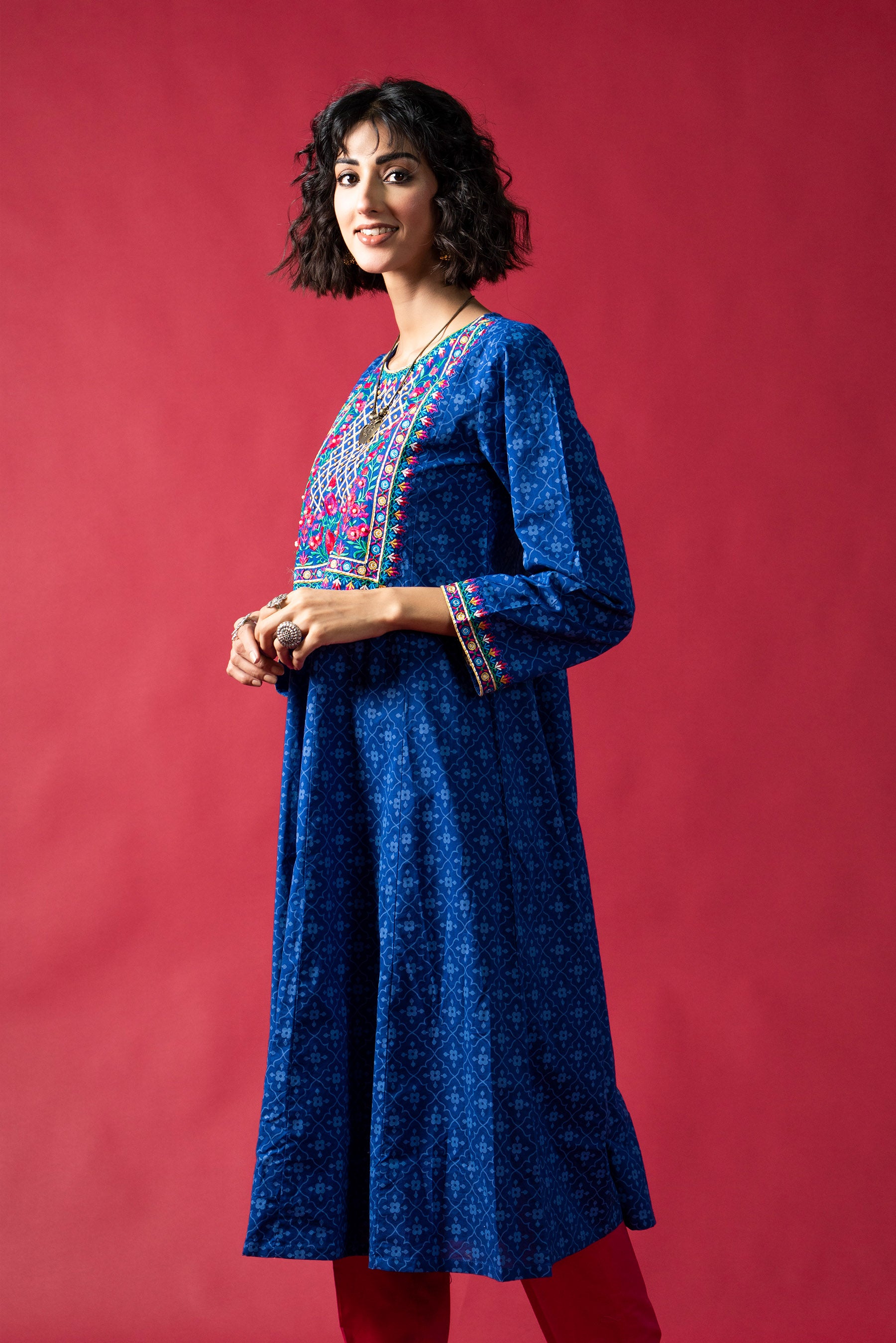 Chakori Blue in Royal Blue coloured Cambric fabric 2