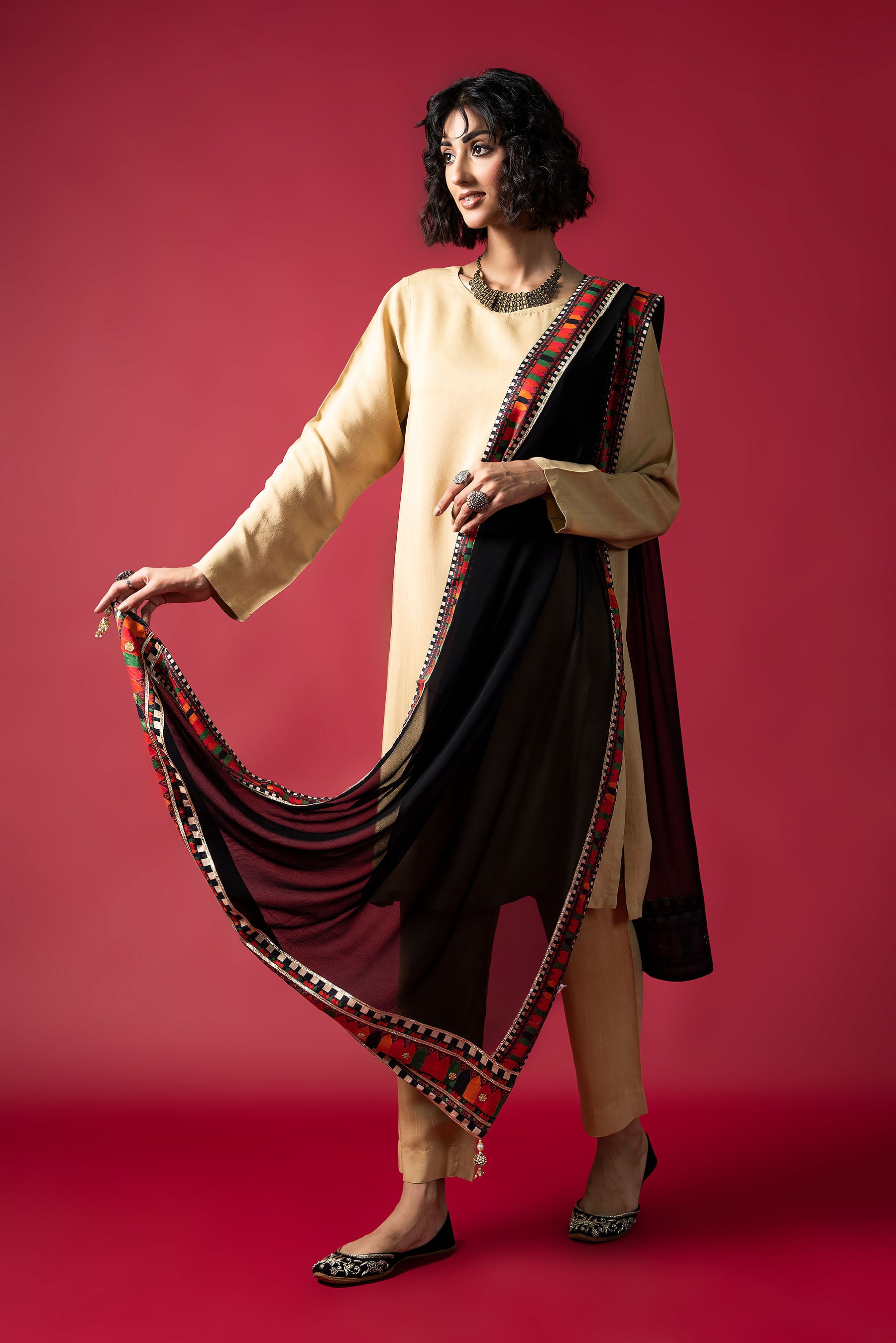 Rangeen Tukri in Multi coloured Pak Chiffon fabric