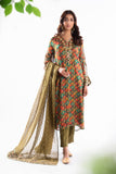 Mehandi Green in Multi coloured Pak Chiffon fabric