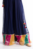 Multi Diagonal 1 in Navy Blue coloured Pak Chiffon fabric 2