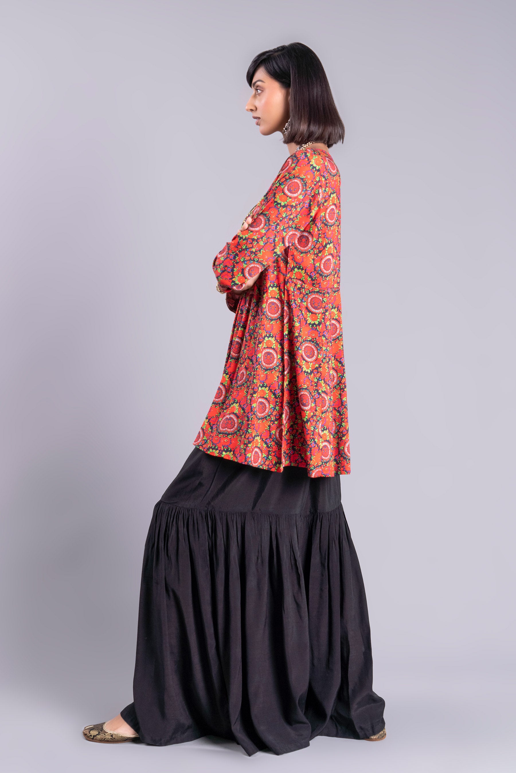 Black Patch Sl in Multi coloured Printed Lawn fabric 2