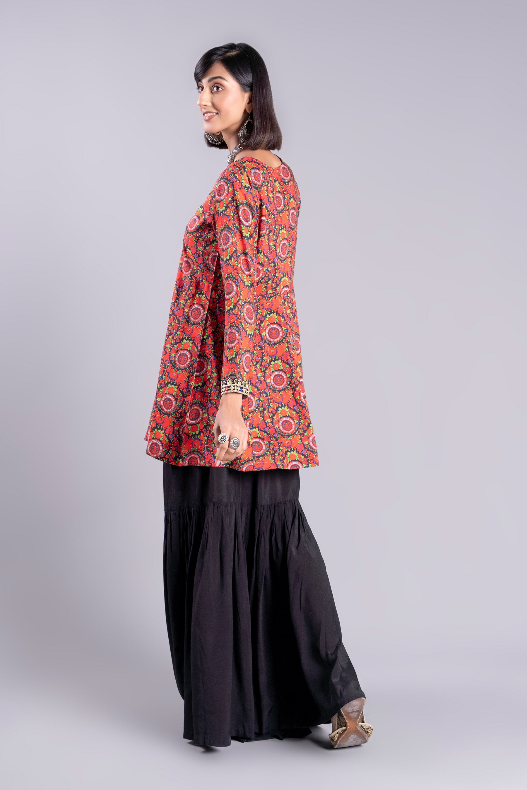 Black Patch Sl in Multi coloured Printed Lawn fabric 3