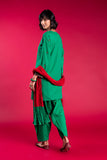 Green Phool 3 in Green coloured Lawn Karandi fabric 3