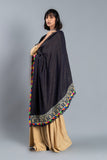 Grand Shawl in Navy Blue coloured Moon Light Wool fabric 2