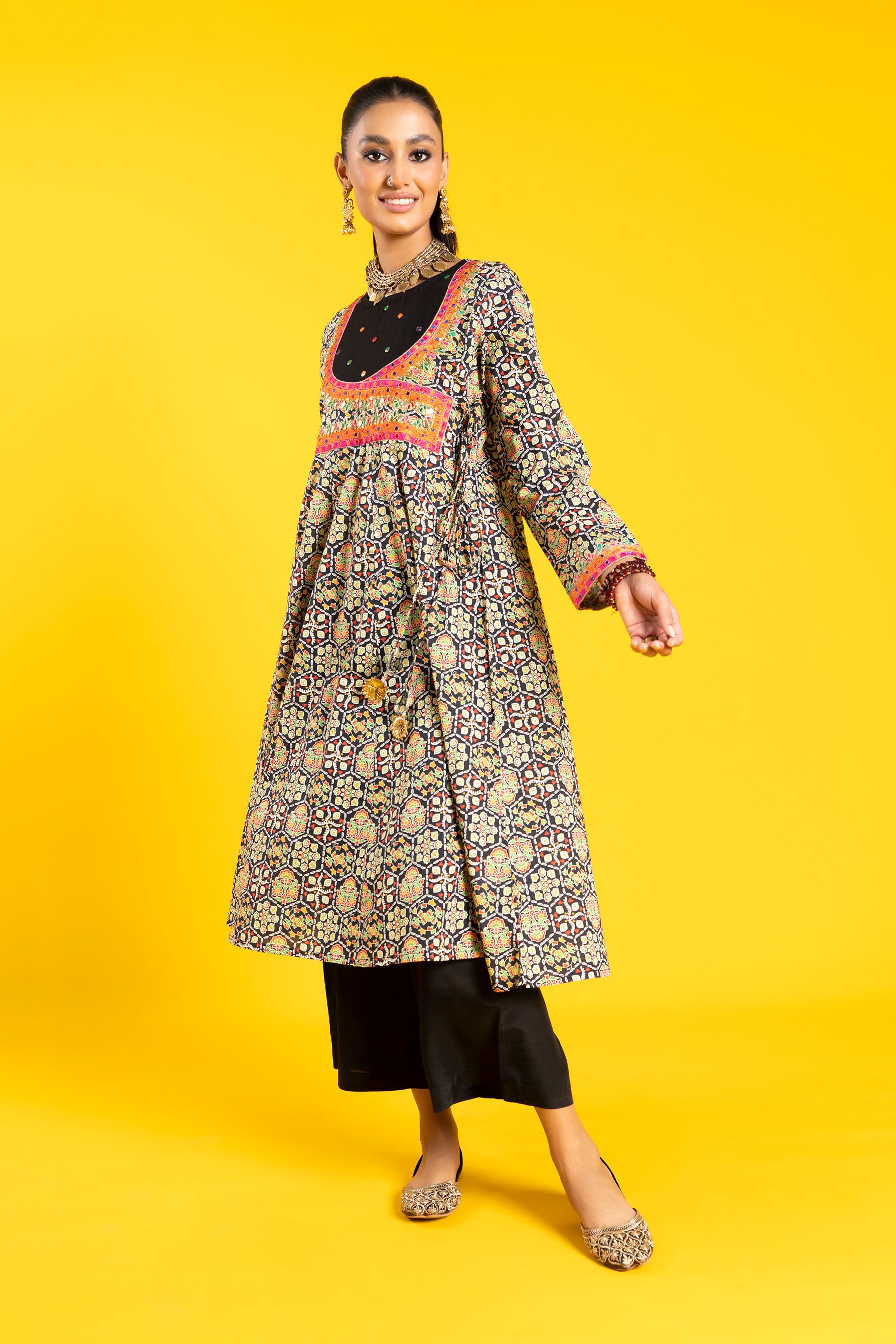 Angrakha Frock 3 in Multi coloured Printed Cambric fabric 2