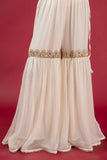 Bold White in Off White coloured Pak Chiffon fabric