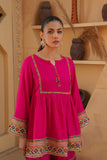 Multi Patti 2: 1 Piece Frock in Pink Raw Silk (FR0952)