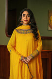 Usher E Noor: 2 Piece Set in Yellow Printed Chiffon (FR0961)