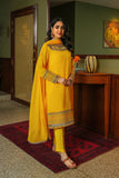 Usher E Noor: 2 Piece Set in Yellow Printed Chiffon (FR0961)