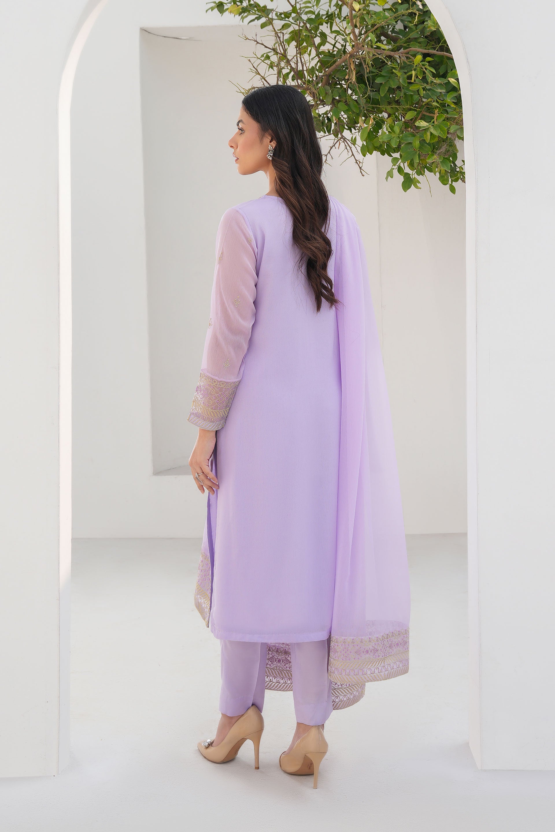 Rivayat E Bahar: 3 Piece Suit Suit in Lilac Chiffon (FP0001)