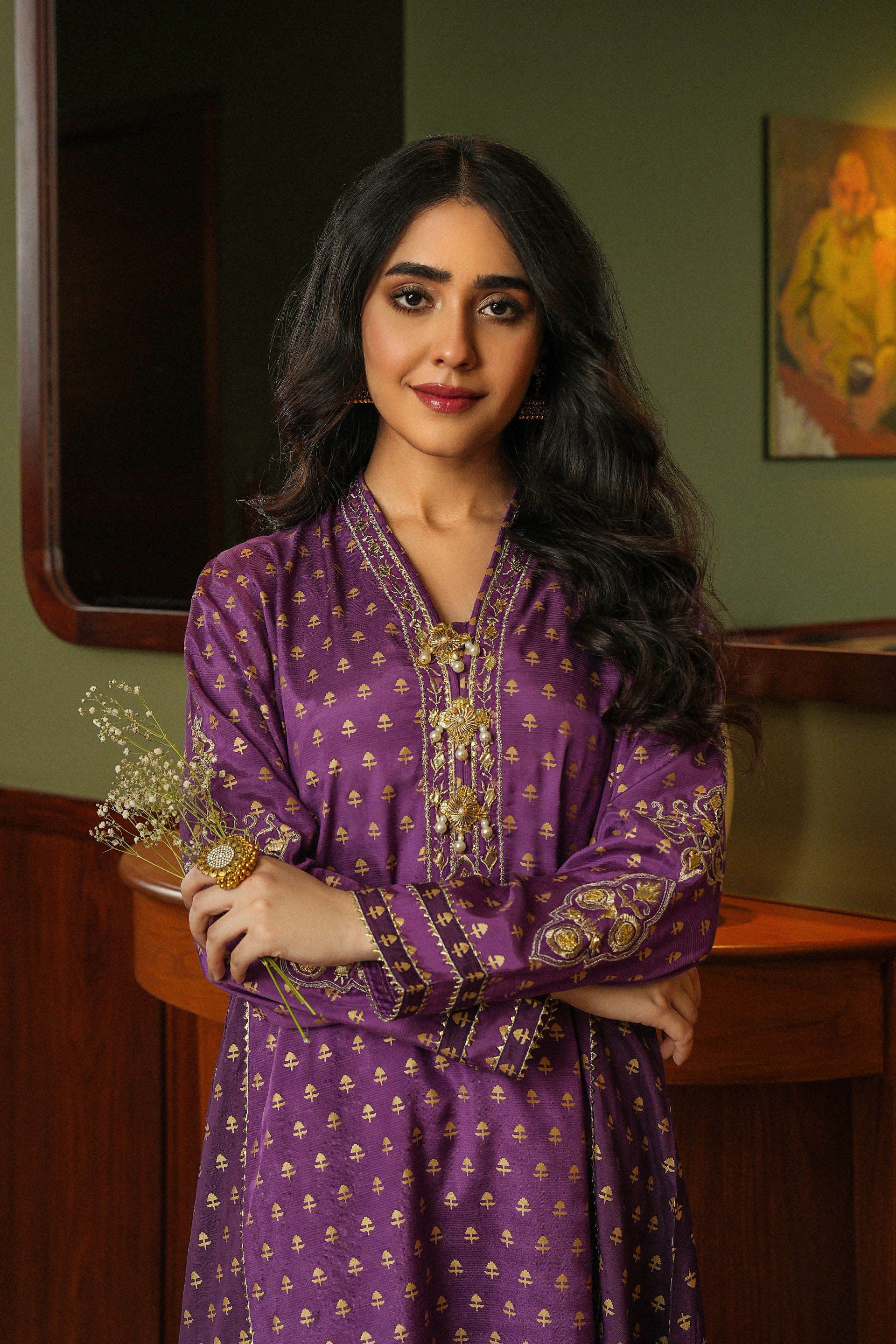 Purple Bahar: 2 Piece Suit in Purple Raw Silk (FR0982)