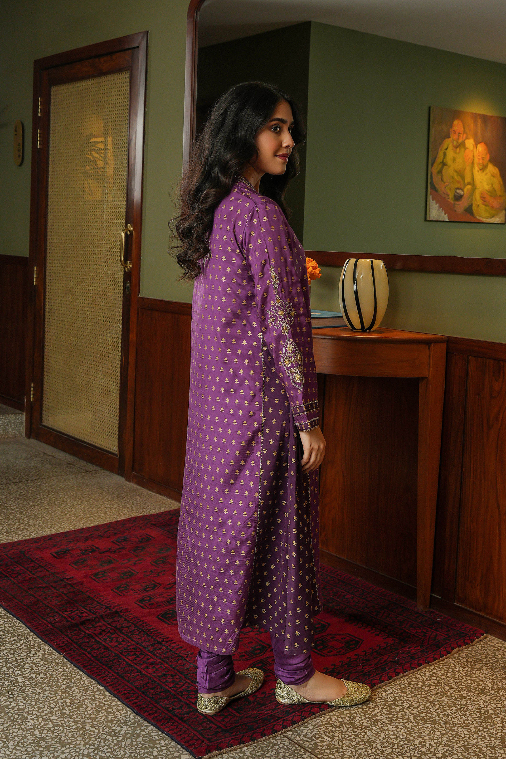 Purple Bahar: 2 Piece Suit in Purple Raw Silk (FR0982)