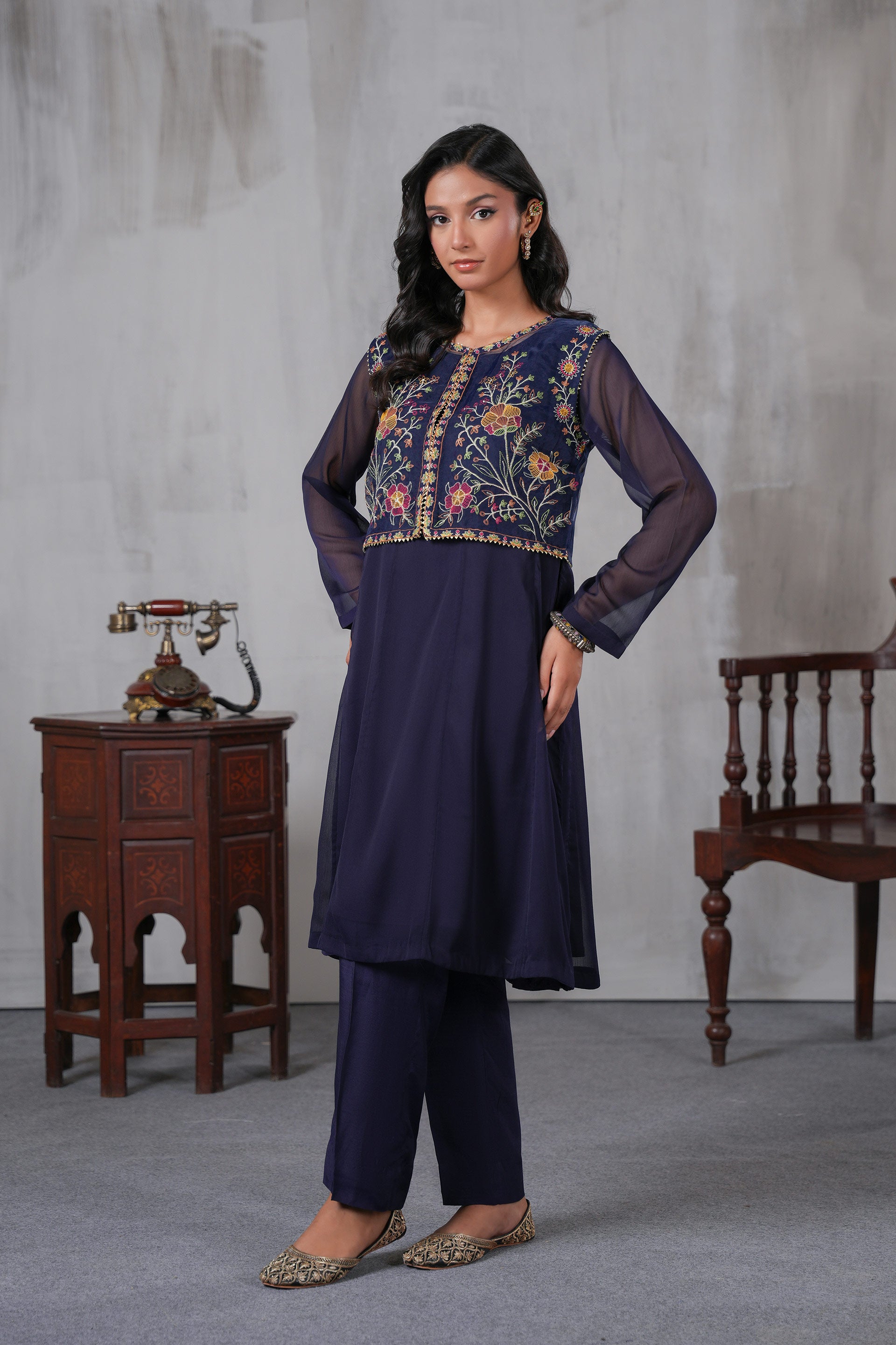 2 Piece Chiffon Frock (FR1075)