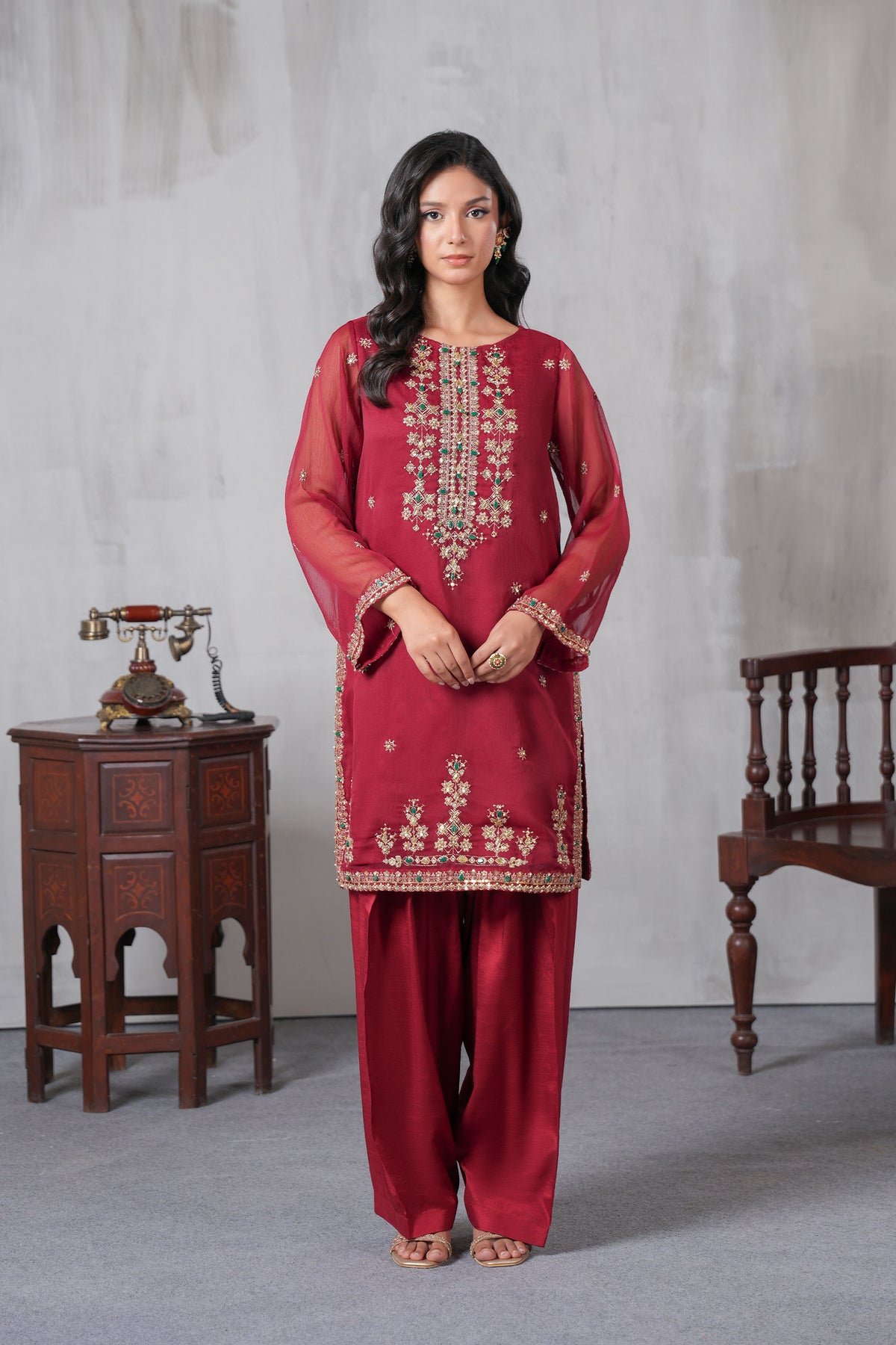 2 Piece Chiffon Suit (FR1081)