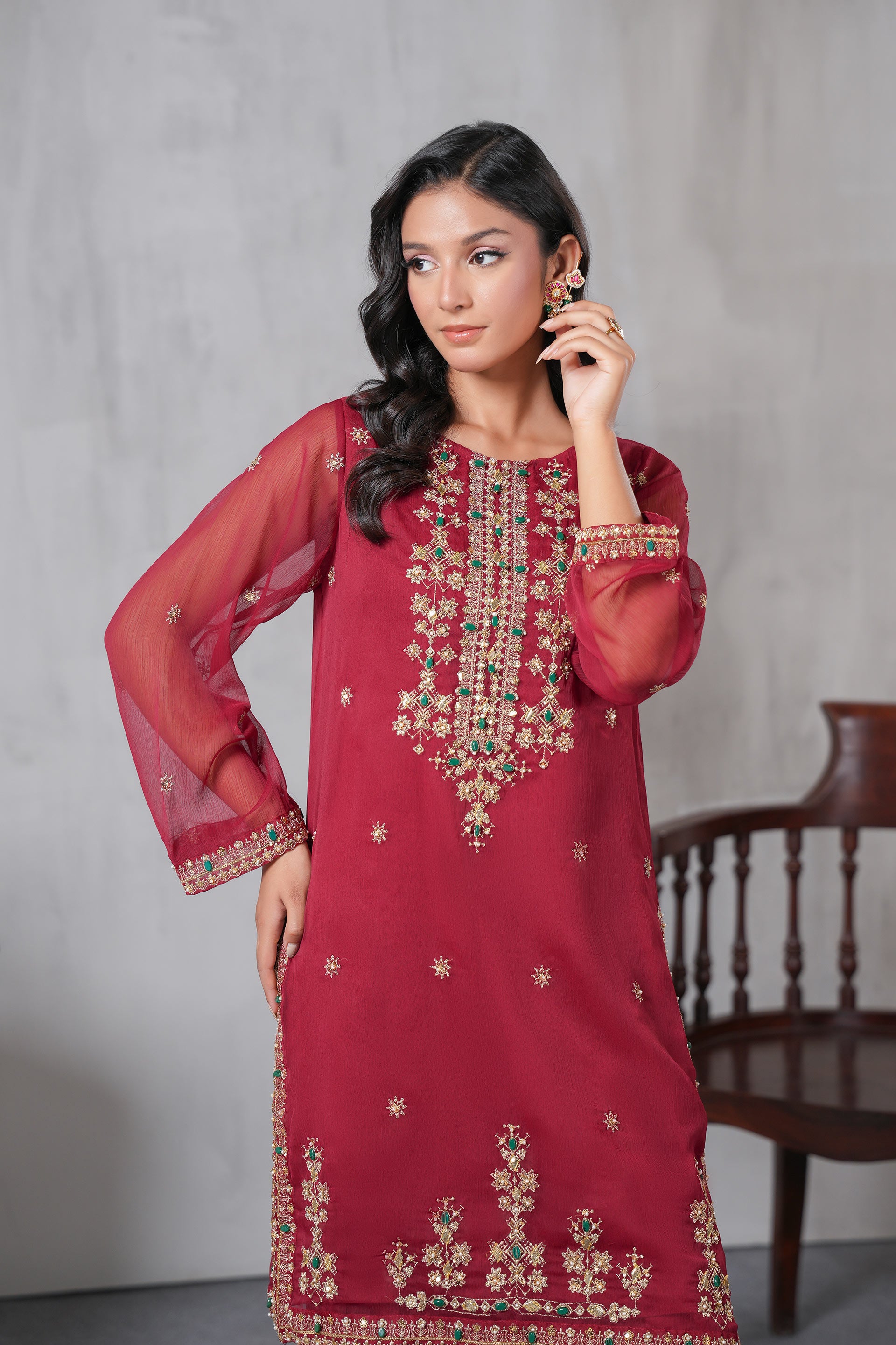 2 Piece Chiffon Suit (FR1081)