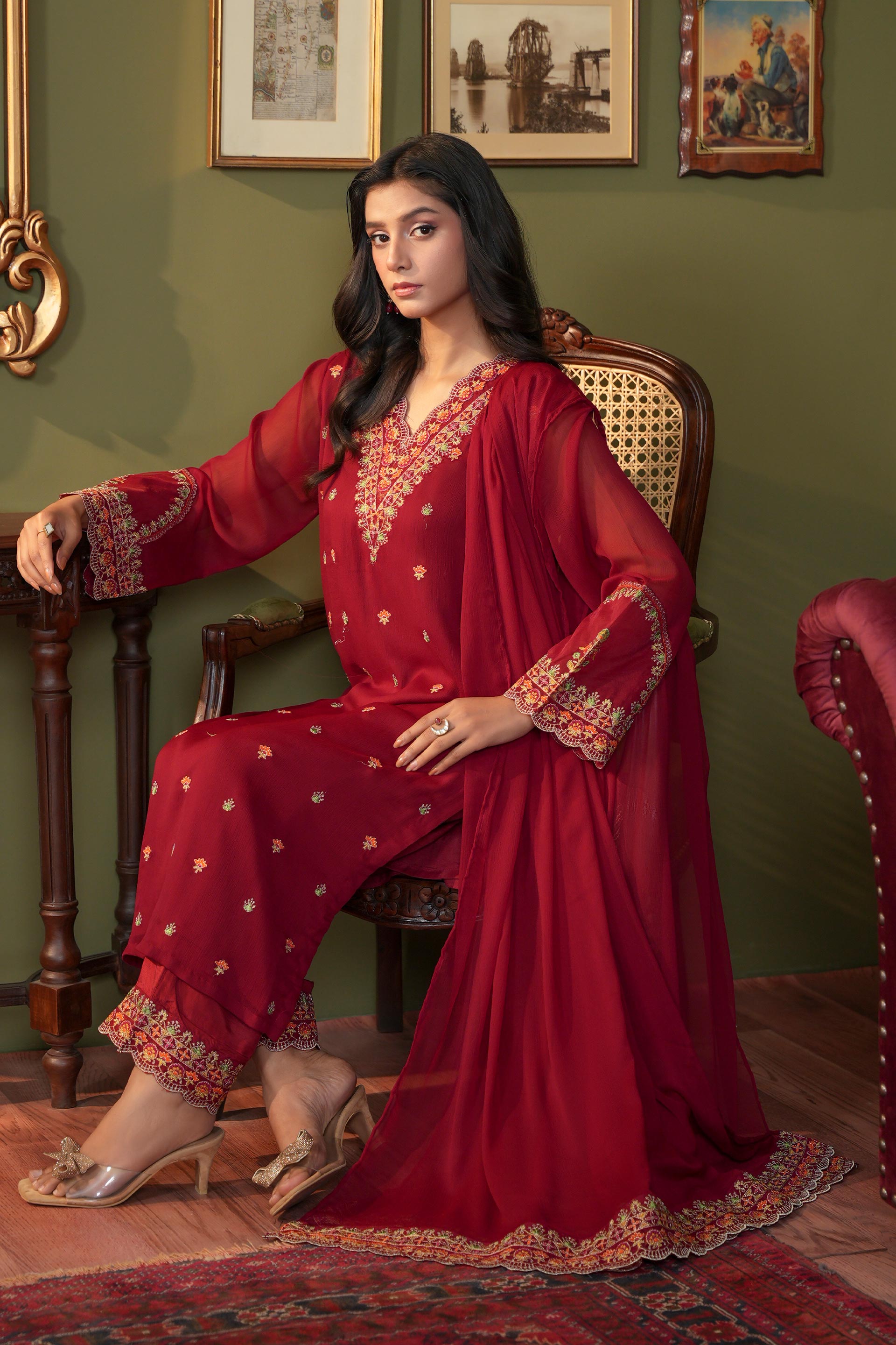 3 Piece Suit Chiffon Suit (FR1099)