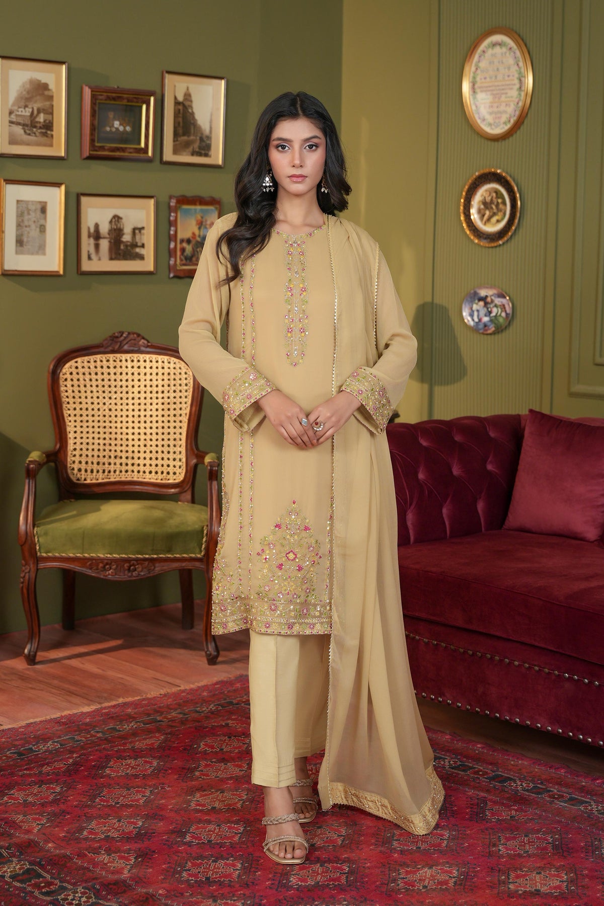 3 Piece Suit Chiffon Suit (FR1115)