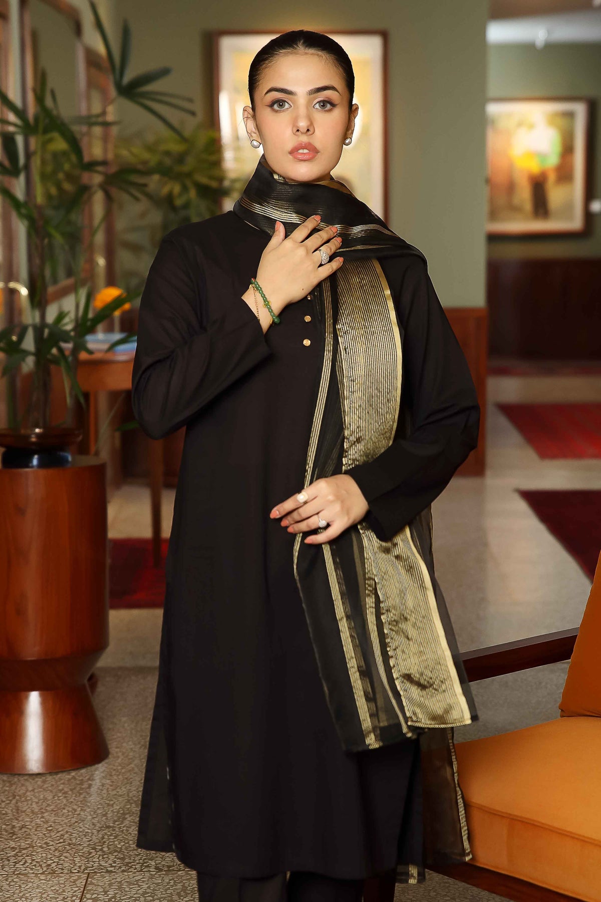 Zari Dupatta Black (FZ0749)