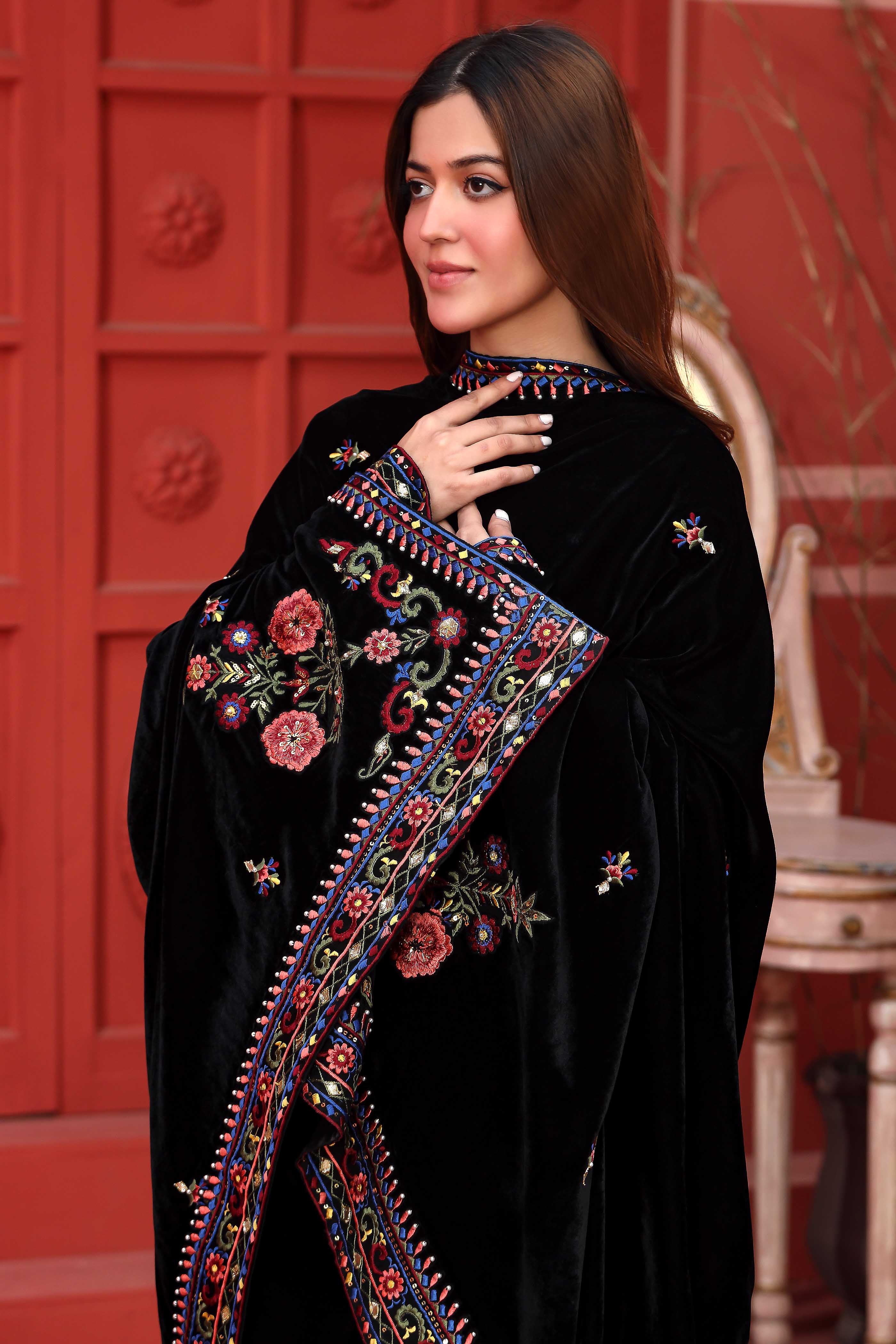 Black Rangeen Shawl Coo (FZ0802)