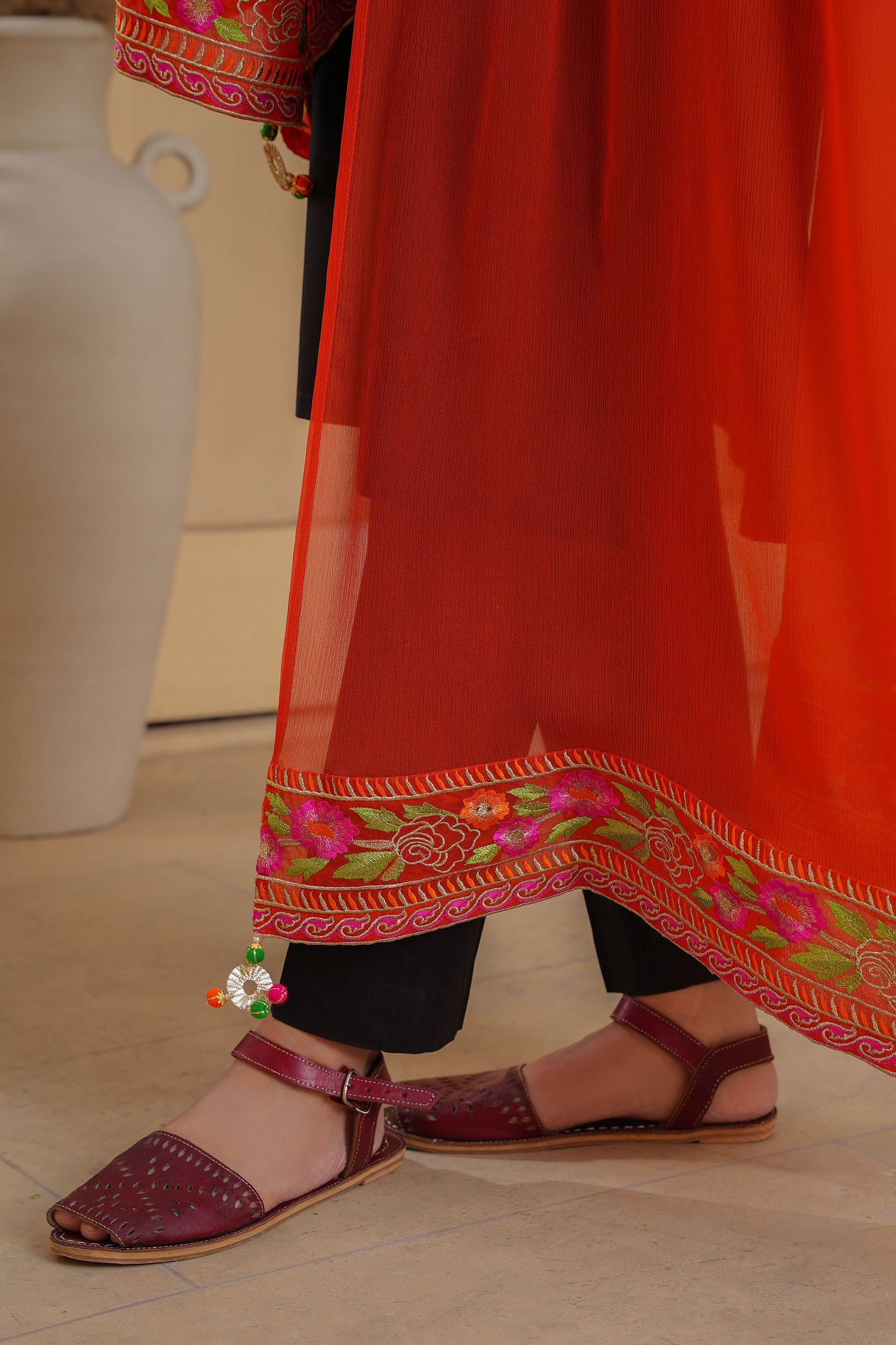 1 Piece Dupatta in Orange Chiffon (FZ0815)