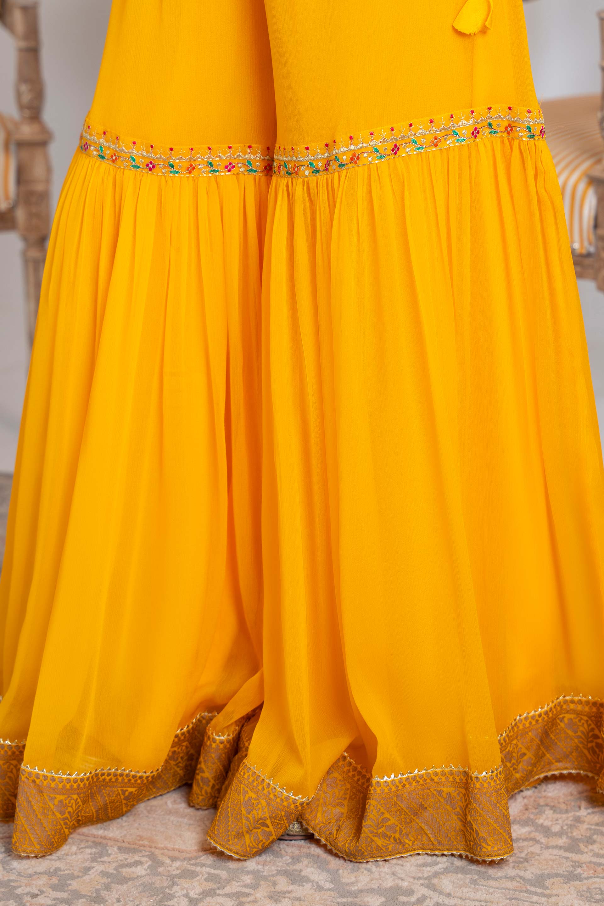 1 Piece Printed Chiffon Gharara (FZ0912)