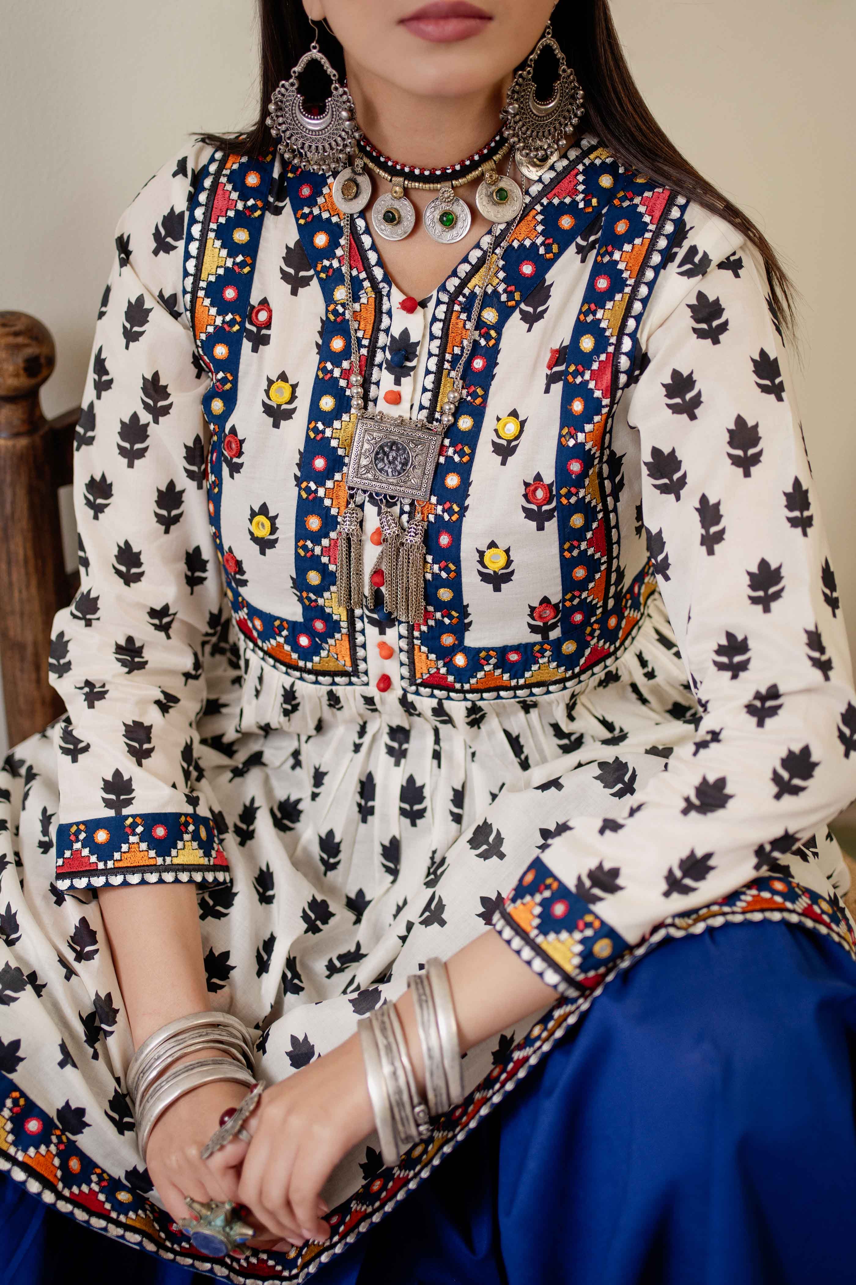 Traditional Emb: 1 Piece Frock in Multi Lawn (CR3250)