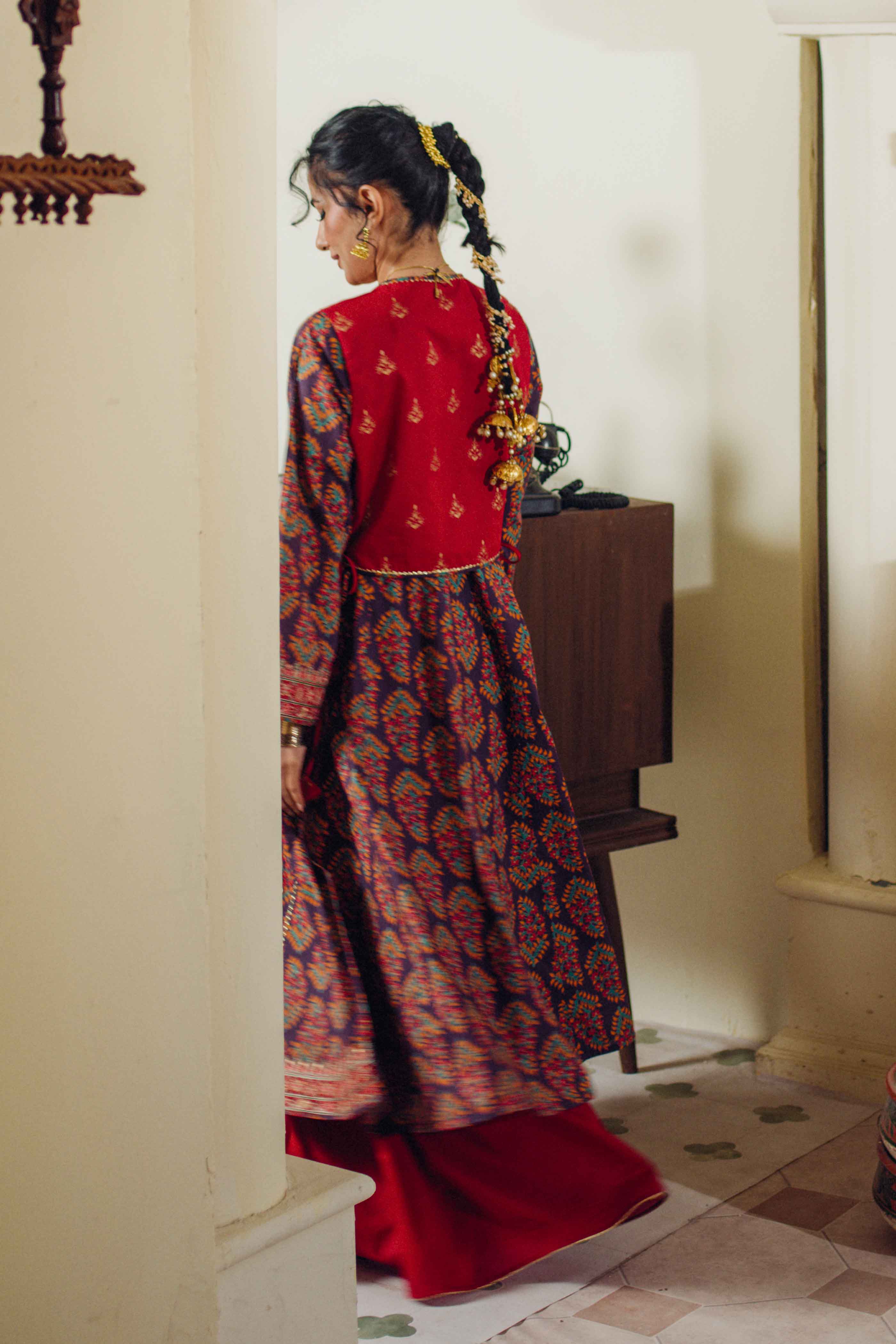 2 Piece Frock in Red Lawn (CR3422)