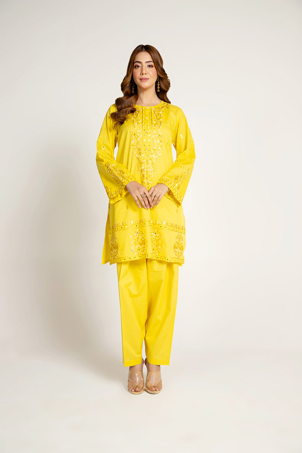 Lemon Yellow: 2 Piece Suit in Yellow Lawn (CR3245)