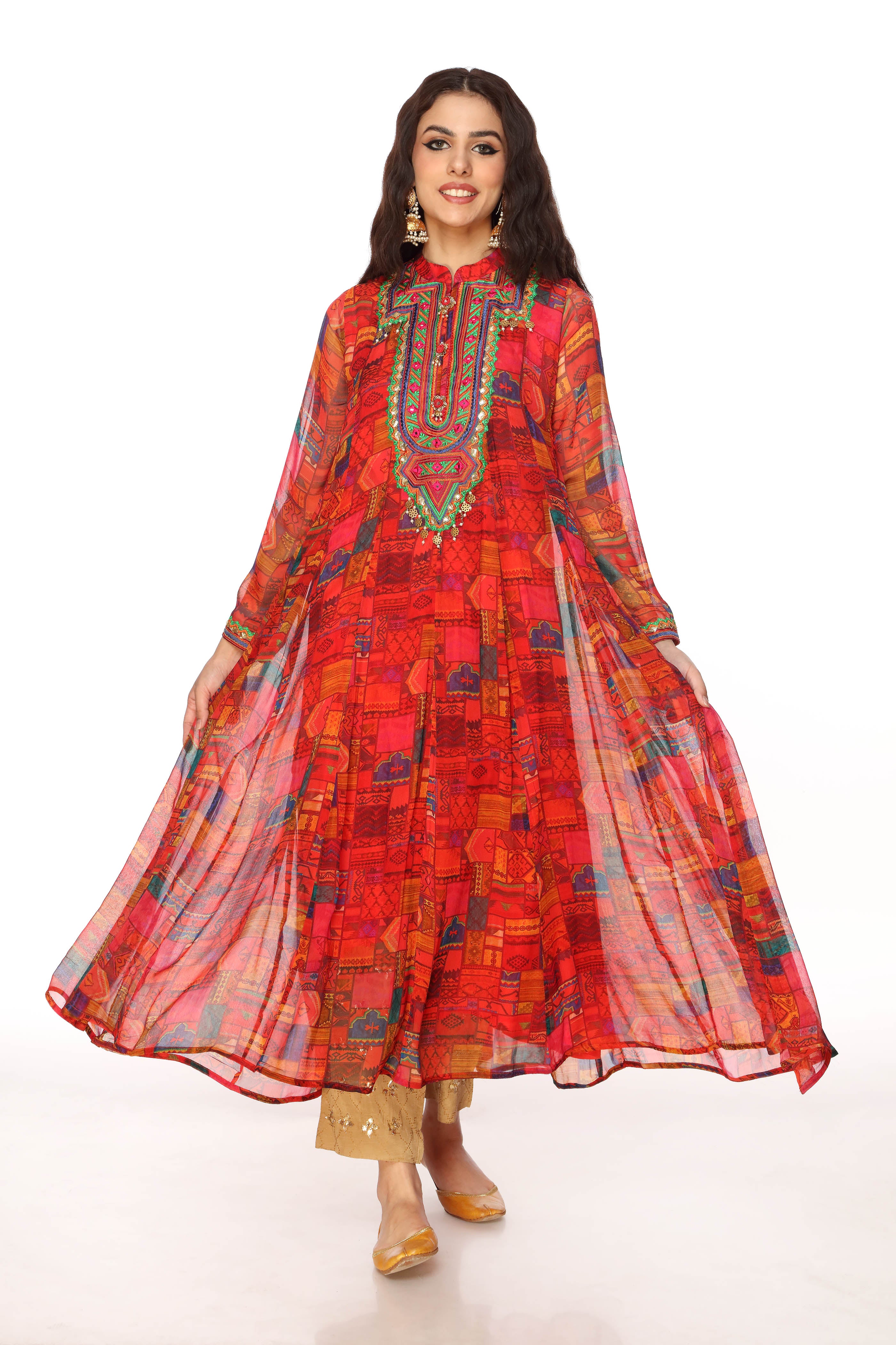 Multi Carpet in Multi coloured Pak Chiffon fabric 2