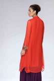 Embroidered Tangerine in Orange coloured Pak Chiffon fabric 3