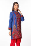 Boxy Jacket in Blue coloured Lawn Karandi fabric 2
