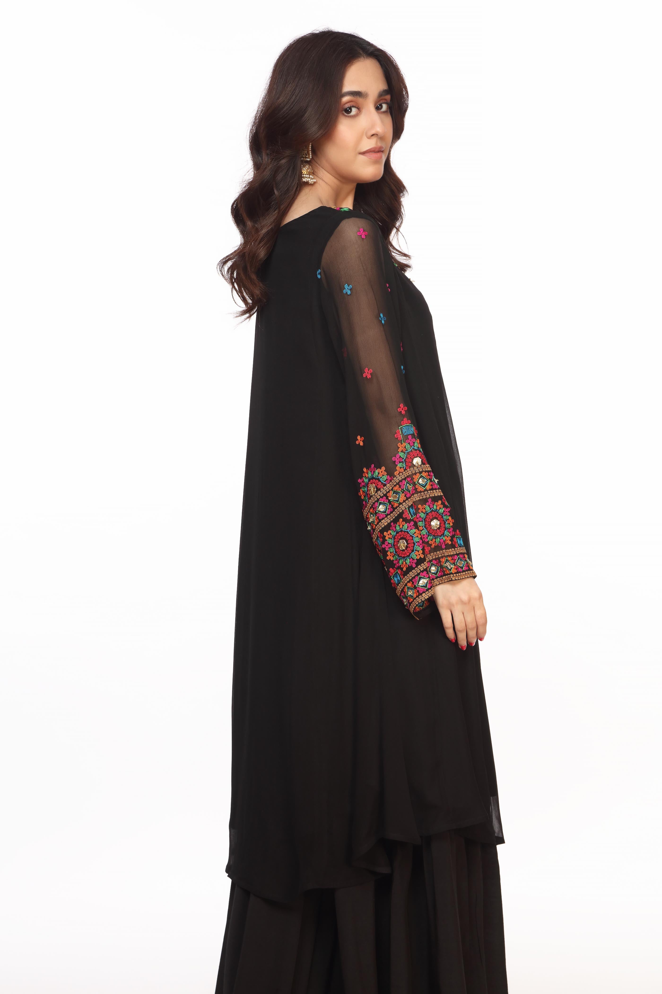 Wool Funk in Black coloured Pak Chiffon fabric 3