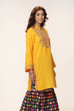 Tilla Embroidery 1 in Yellow coloured Lawn Karandi fabric 2