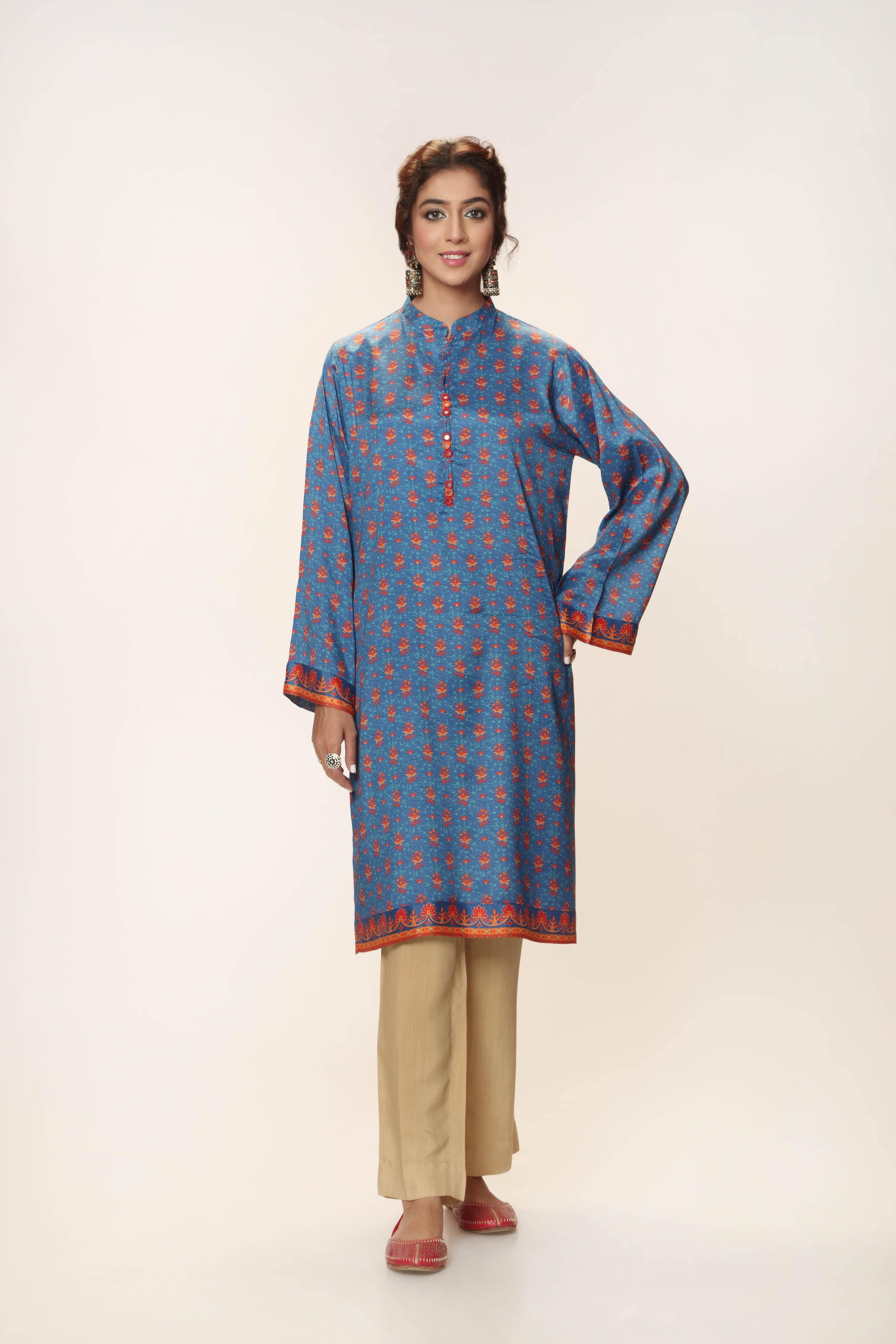 Heritage Kurta in Multi coloured Pak Raw Silk fabric