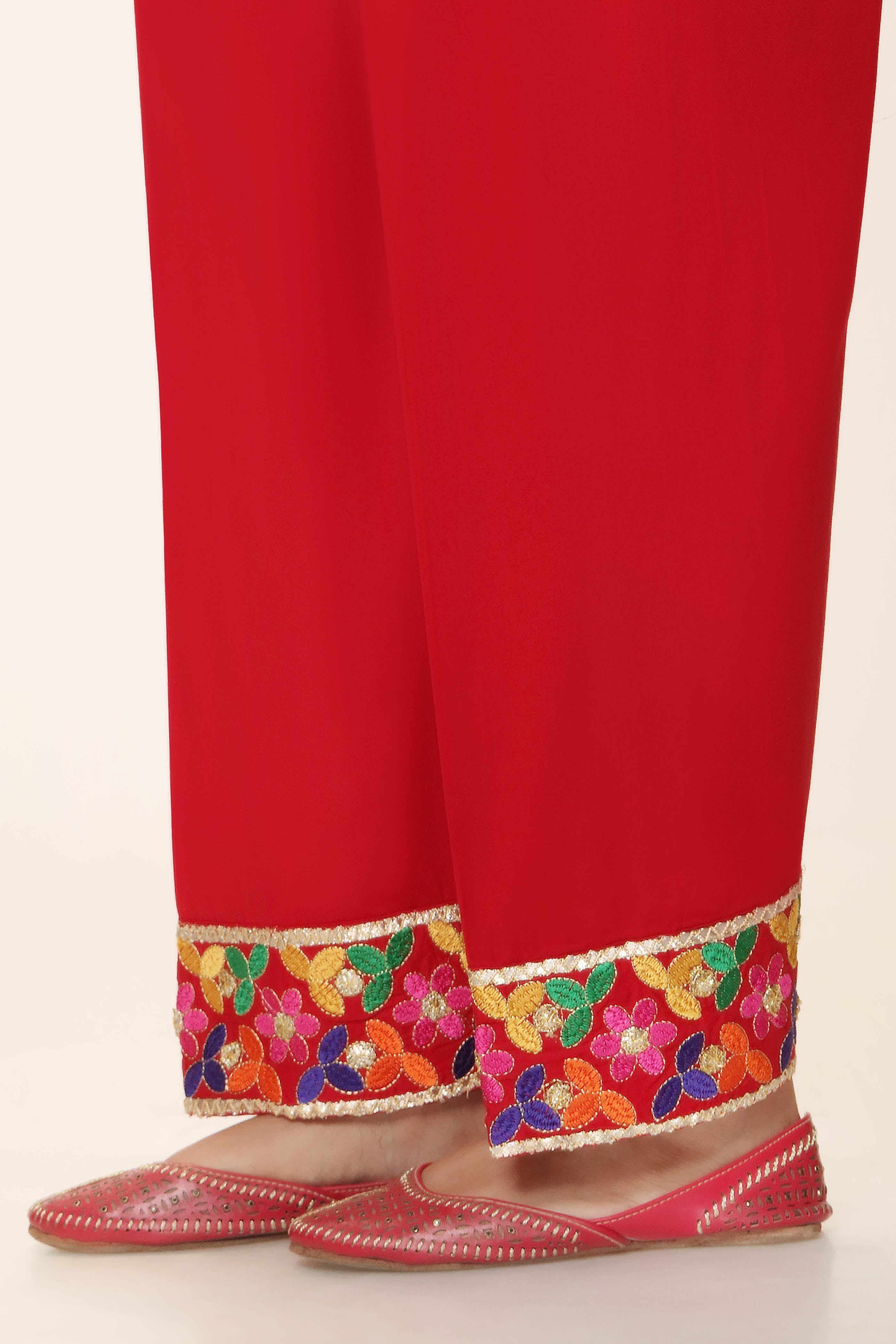 Mosaic Border: 1 Piece Shalwar in Red Cambric (CZ2800)