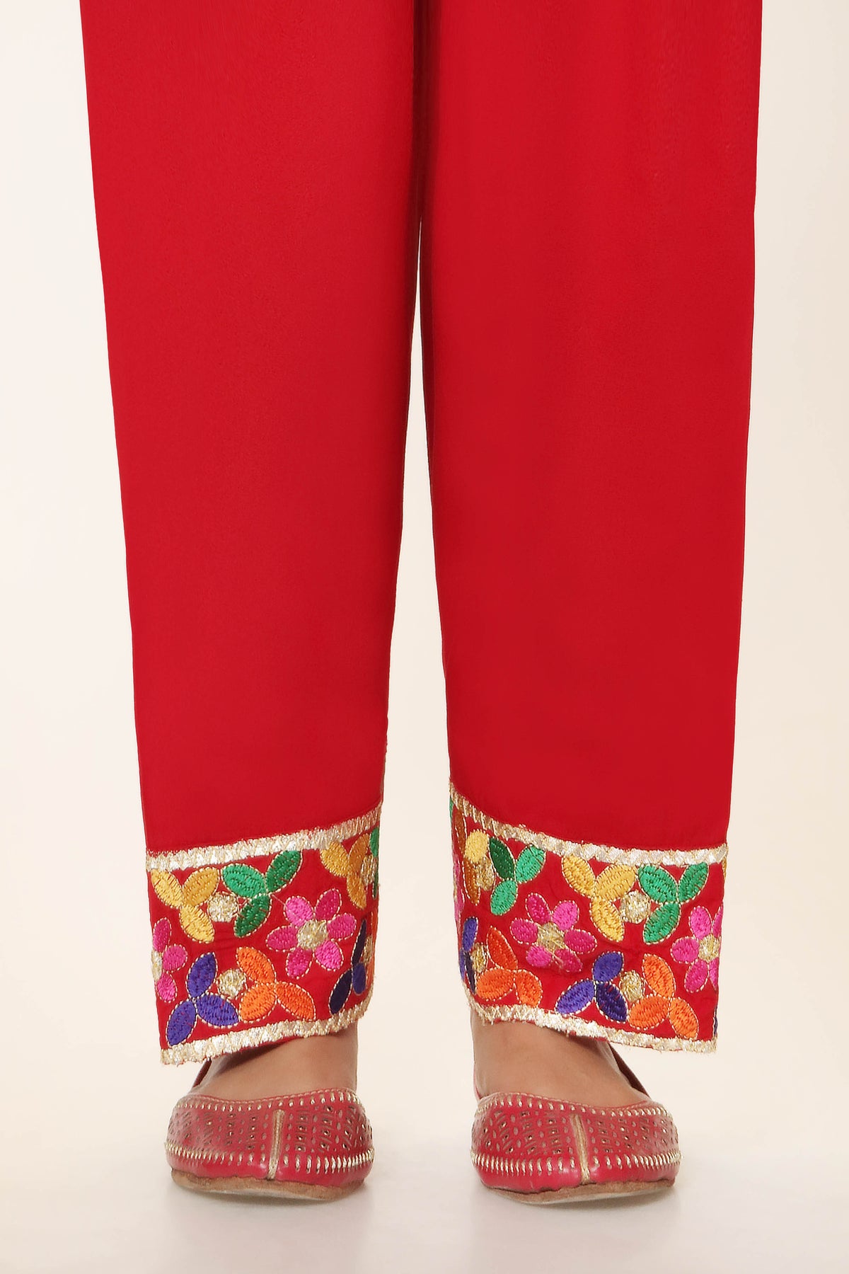 Mosaic Border: 1 Piece Shalwar in Red Cambric (CZ2800)