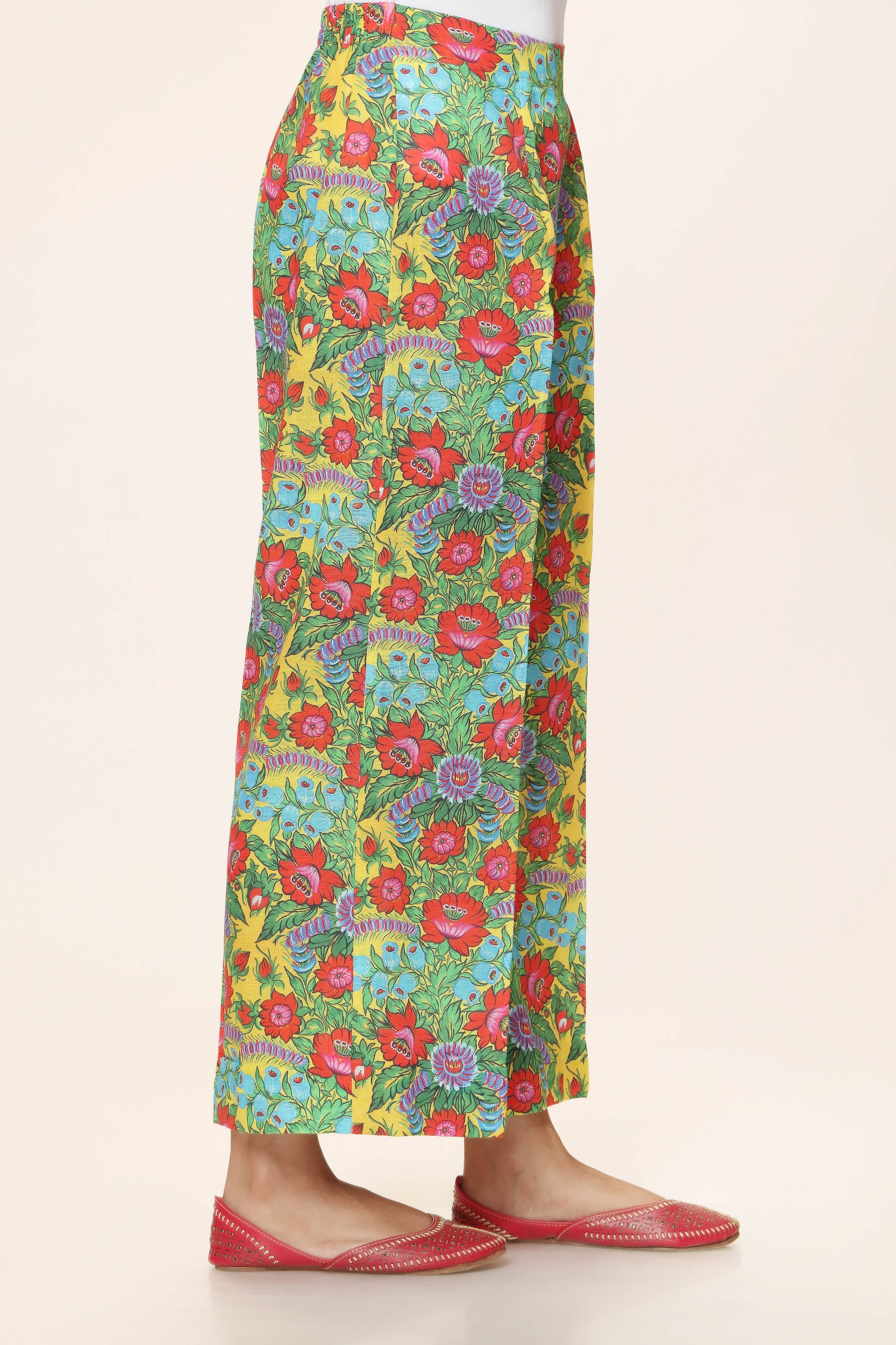 Chain Stitch Flower Coordinate in Multi coloured Slub Khaddar fabric 3