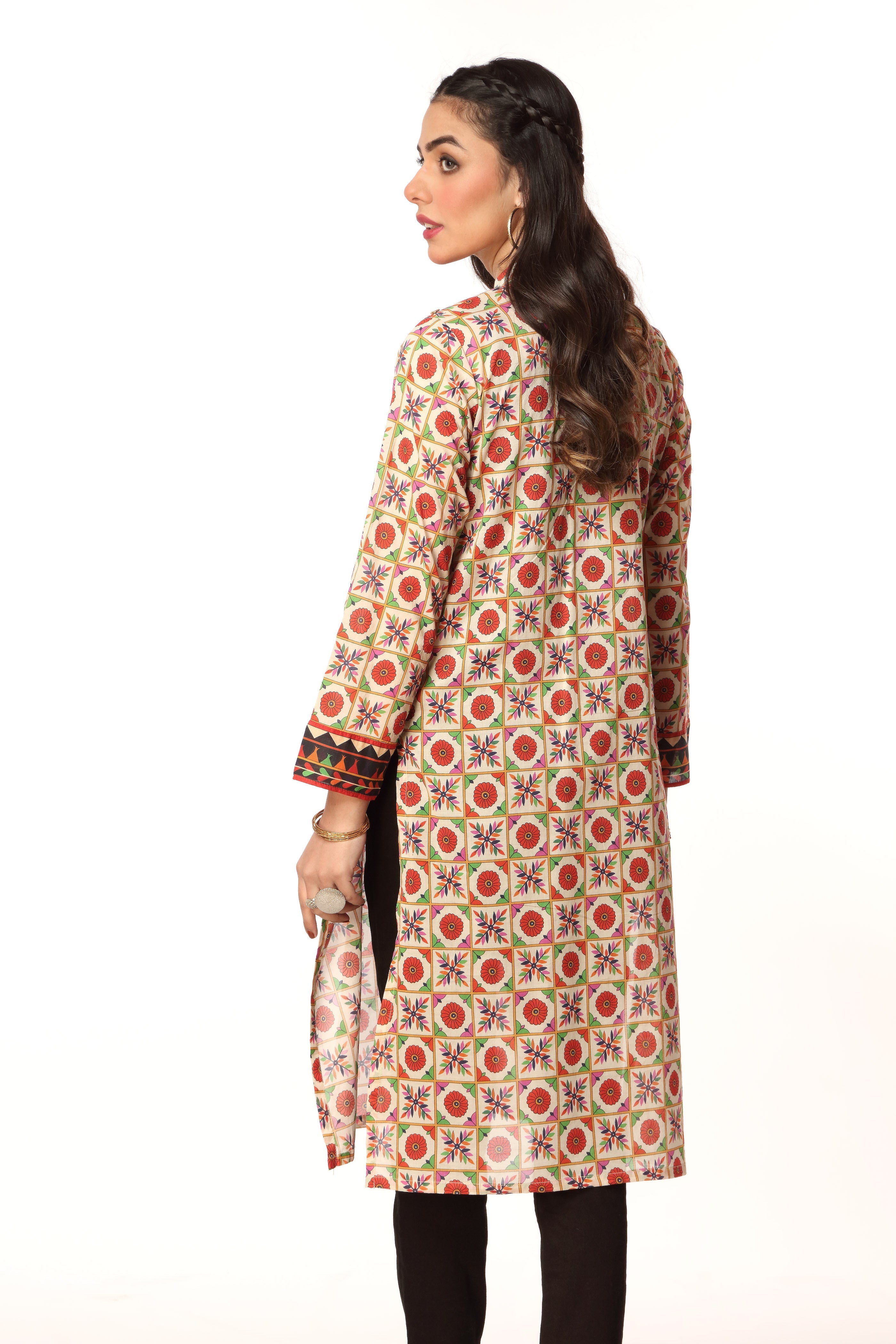 Gotta Boxes in Multi coloured Printed Lawn fabric 3