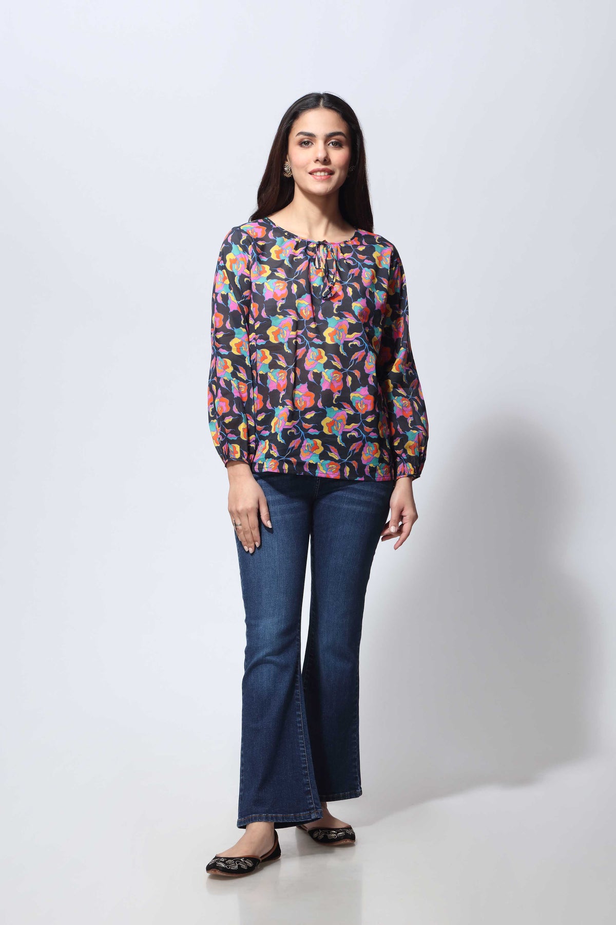 Neon Floral 1: 1 Piece Top in Multi Printed Lawn (TR0944)