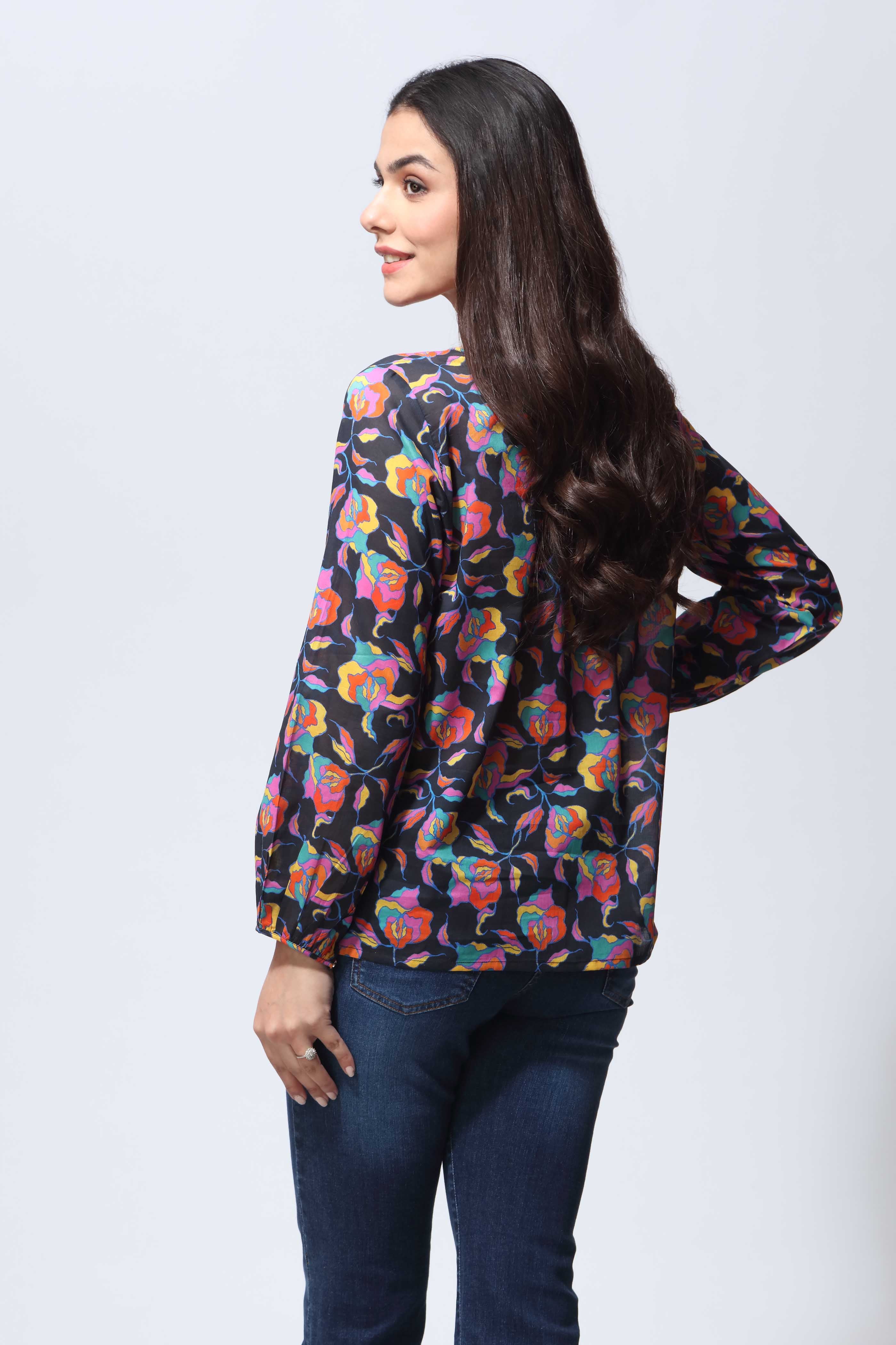 Neon Floral 1: 1 Piece Top in Multi Printed Lawn (TR0944)