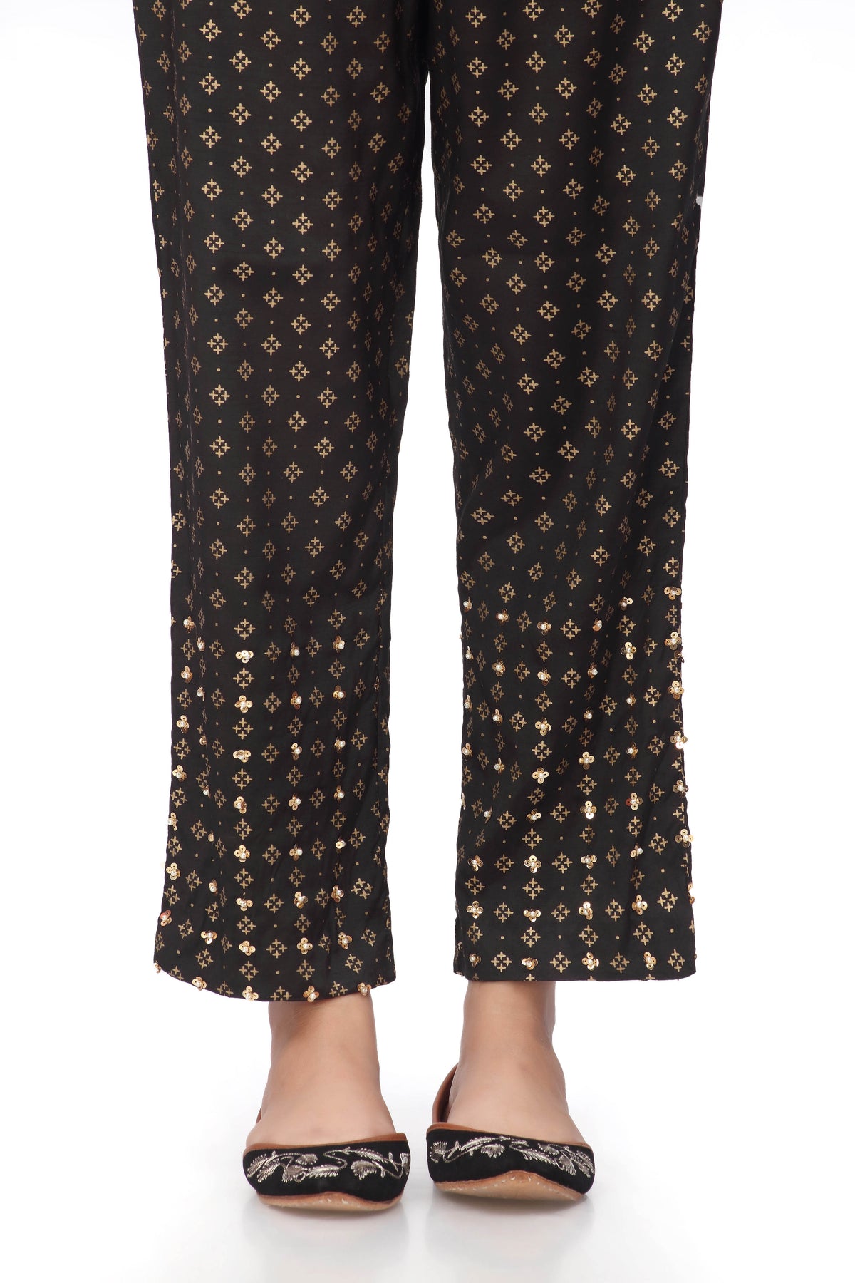 Box Trouser in Black coloured Pak Raw Silk fabric