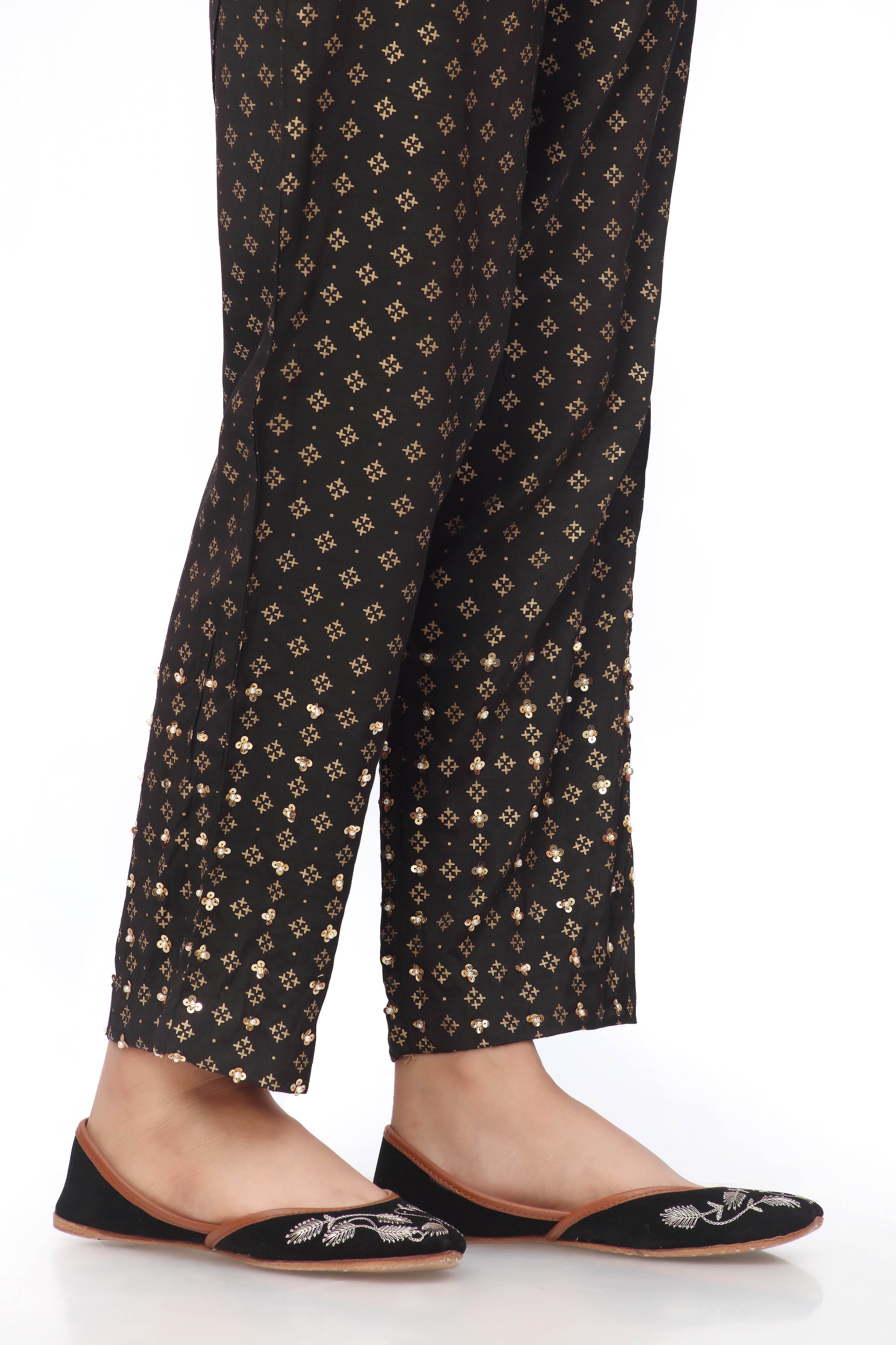 Box Trouser in Black coloured Pak Raw Silk fabric 2