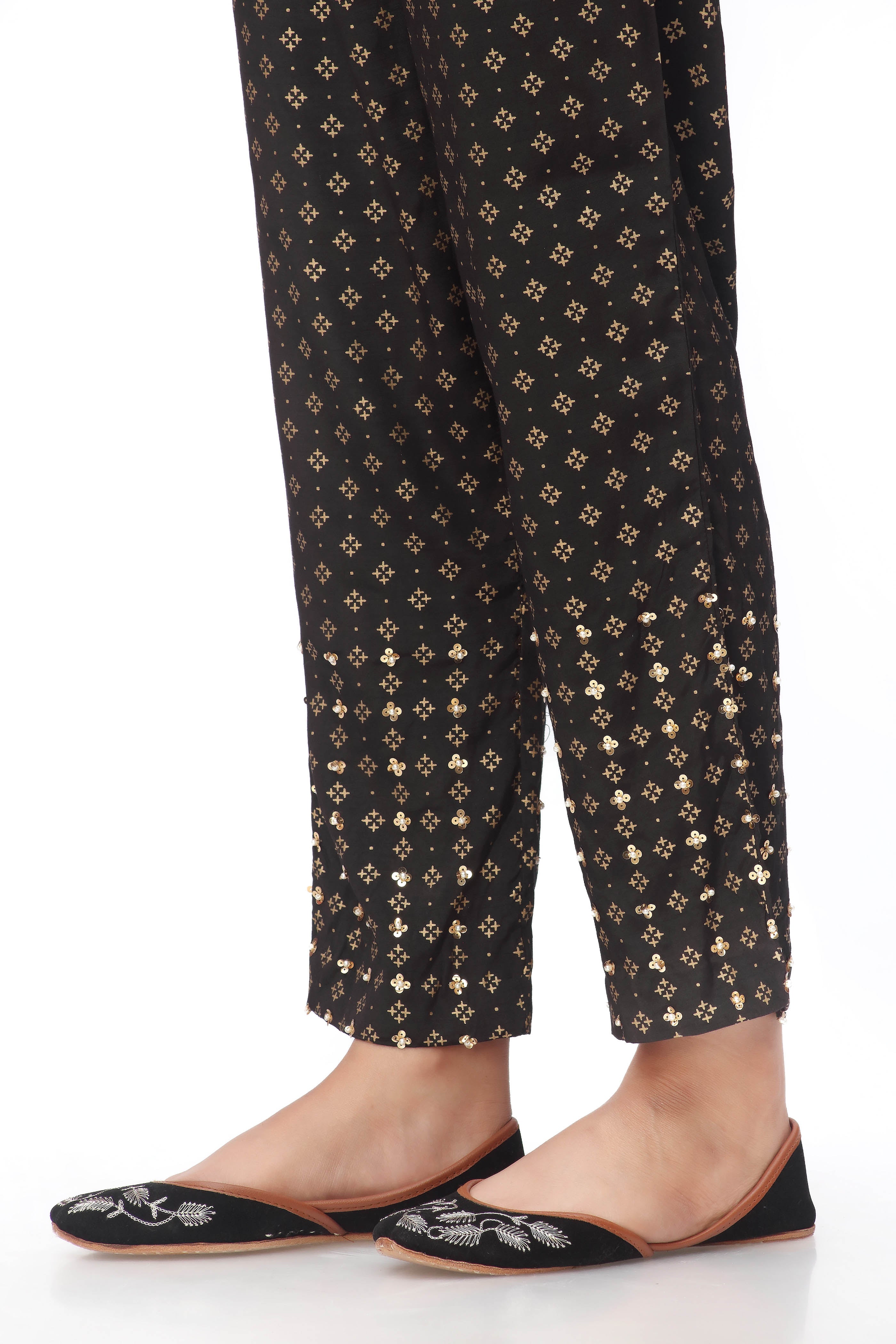 Box Trouser in Black coloured Pak Raw Silk fabric 3