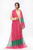 Green And Pink in Pink coloured Pak Chiffon fabric