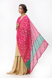 Green And Pink in Pink coloured Pak Chiffon fabric 2