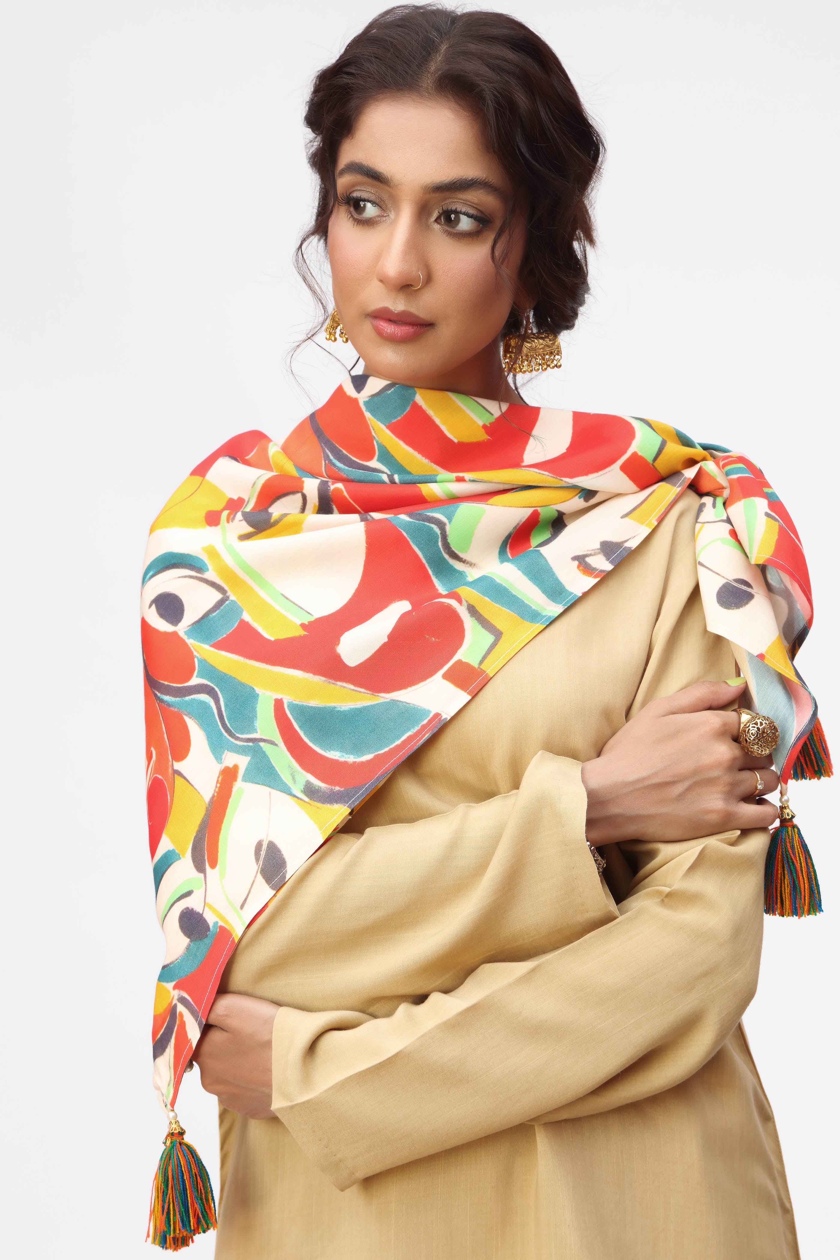 Abstrect Sl in Multi coloured Pak Raw Silk fabric 2