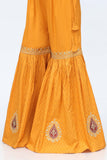 Gold Gharara: 1 Piece Gharara in Mustard Printed Cambric (CZ3036)