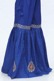 Gold Gharara: 1 Piece Gharara in Royal Blue Printed Cambric (CZ3037)