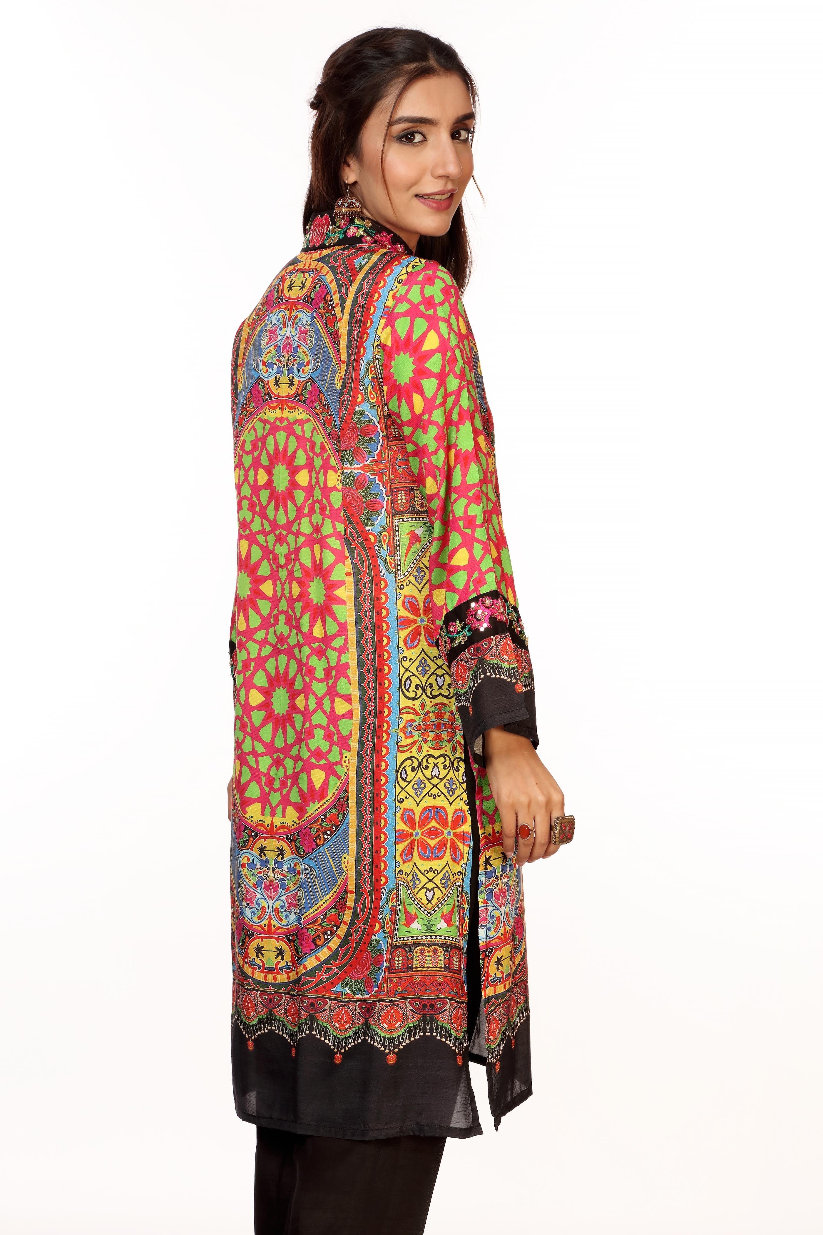 Truck Print in Multi coloured Printed Lawn fabric 3